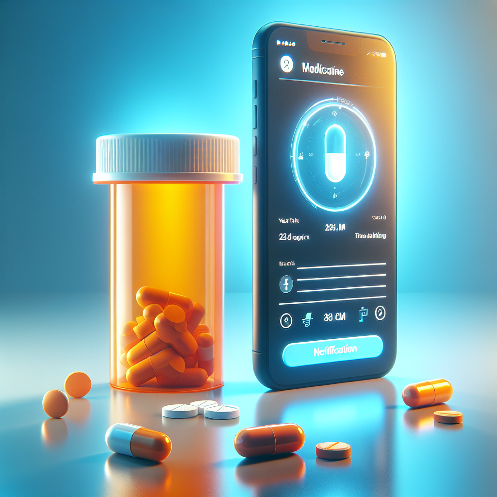 "Smart pill bottles with notification features for medication reminders, showcasing innovative technology for improved health management."