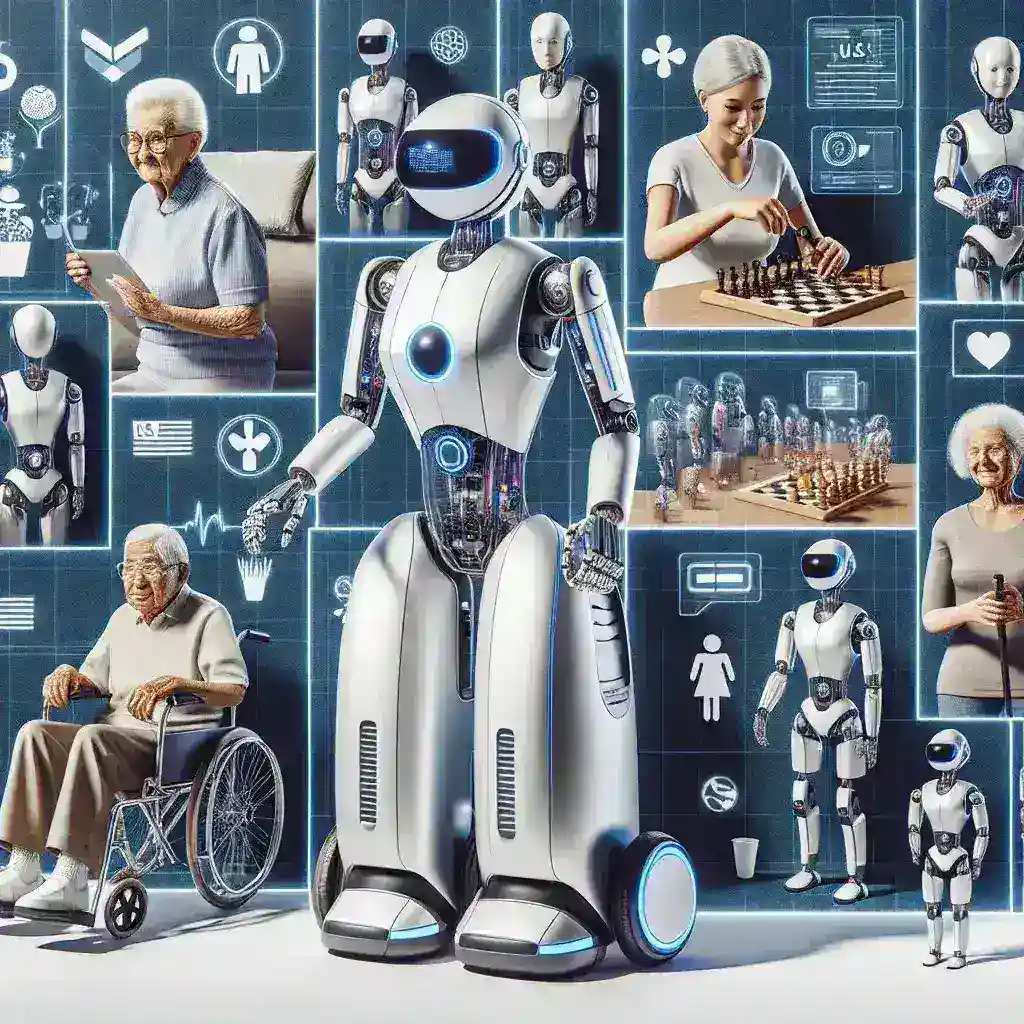 "AI-powered elder care robot developed by Boston robotics startup assisting elderly person at home"